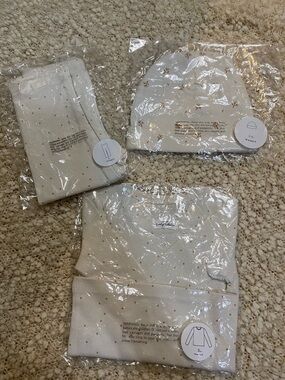 Cream Baby Clothing Set with Gold Speckle Accents